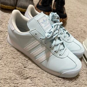 Adidas Blue and White Sneakers Retro-Inspired Design